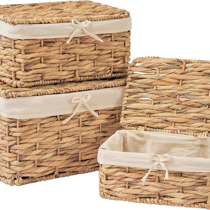 Premium Handwoven Rattan Storage Basket and Wicker Home Organizer Set | PM0796